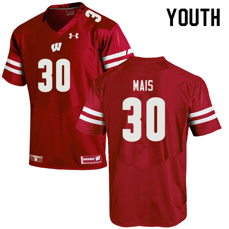 Youth #30 Tyler Mais Wisconsin Badgers College Football Jerseys Sale-Red - Click Image to Close